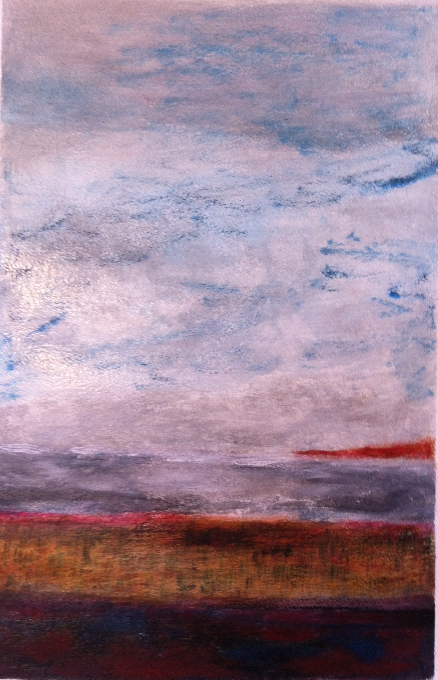 N° 259 - La mer à la vallée des Lys - Acrylique sur papier - 58 x 37 cm - 24 février 2013